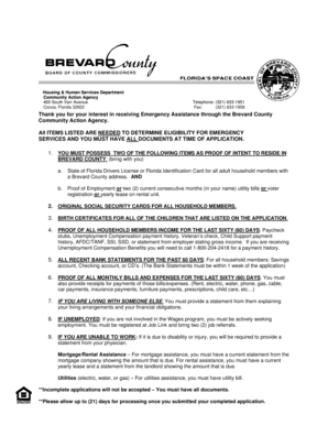 Brevard County Emergency Assistance Application