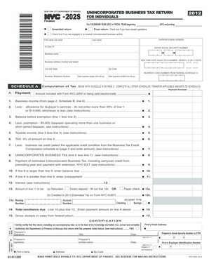 New York City Unincorporated Business Tax Return