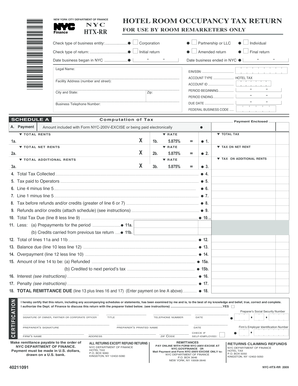 New York City Hotel Room Occupancy Tax Return