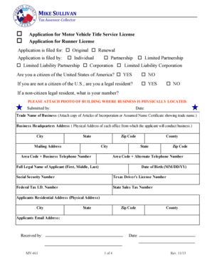 Texas Motor Vehicle Title Service License Application