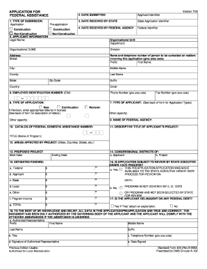 Federal Assistance Application Form