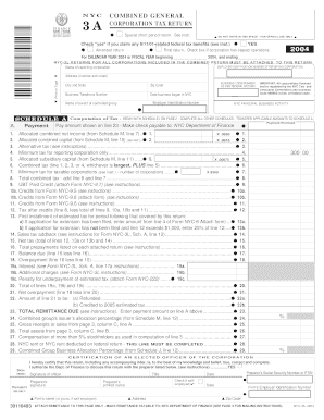 NYC Combined General Corporation Tax Return