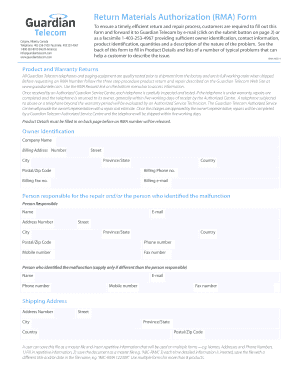 Guardian Telecom RMA Form