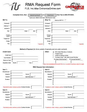 RMA Request Form
