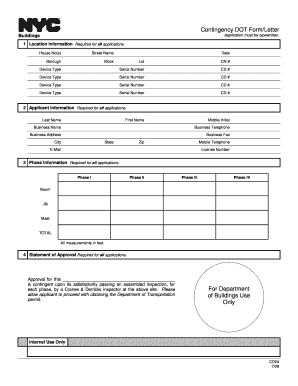 DOT Contingency Form