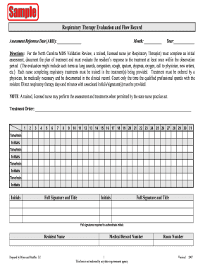 Respiratory Therapy Evaluation and Flow Record