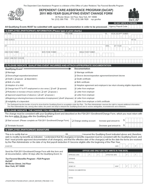2011 Dependent Care Assistance Program Mid-Year Change Form