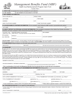 Health Club Reimbursement Program Claim Form