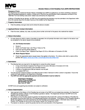 Elevator Waiver of Civil Penalties Form