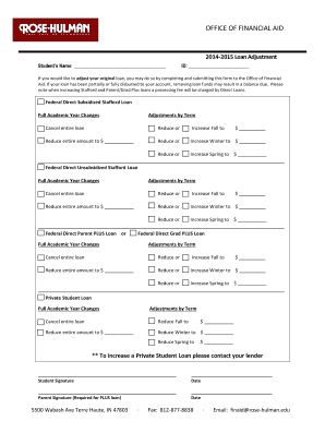 2014-2015 Loan Adjustment Form