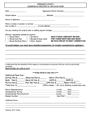 Hernando County Commercial/Residential Revision Form