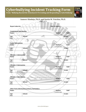 Cyberbullying Incident Tracking Form