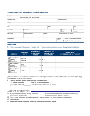 Salary Reduction Agreement for 403(b) Plan