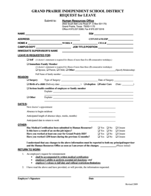 Grand Prairie ISD Request for Leave