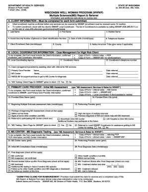 Wisconsin Well Woman Program Multiple Sclerosis Report & Referral