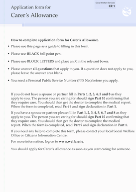 Carer’s Allowance Application Form CR1