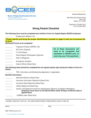 Hiring Packet Checklist