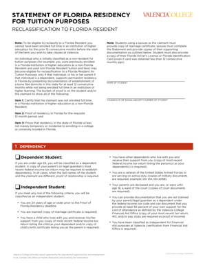 Florida Residency Reclassification Form
