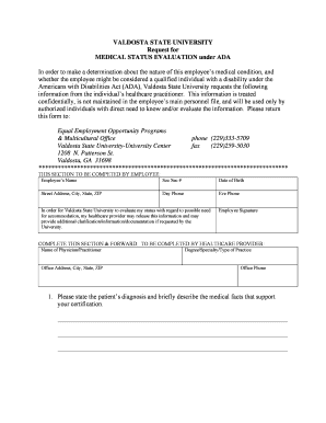 Check medi cal status - ADA Medical Status Evaluation Form - Valdosta State University - valdosta