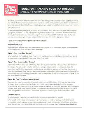 Texas Tax Dollars Tracking Worksheets