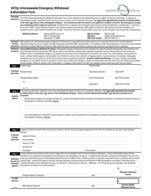 457(b) Unforeseeable Emergency Withdrawal Authorization Form