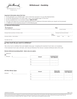John Hancock Hardship Withdrawal Form