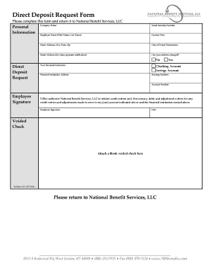 Direct Deposit Request Form