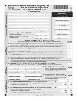 Maine Property Tax and Rent Refund Application