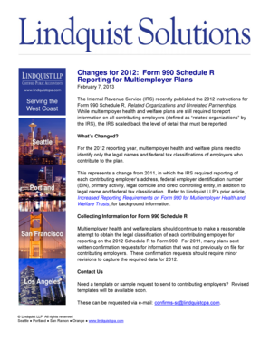 Form 990 Schedule R Reporting for Multiemployer Plans