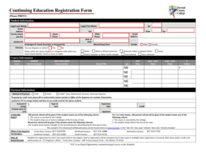 Continuing Education Registration Form
