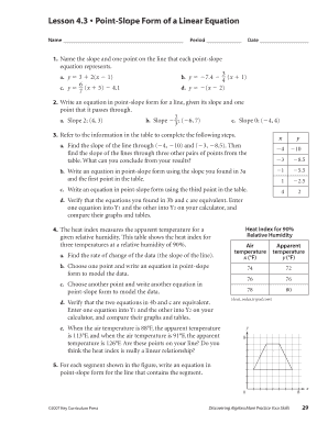 Point-Slope Form Worksheet