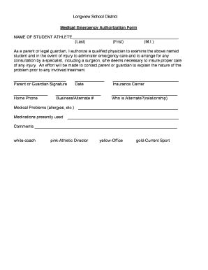 Medical Emergency Authorization Form