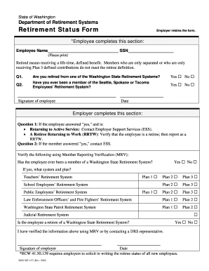 Washington State Retirement Status Form