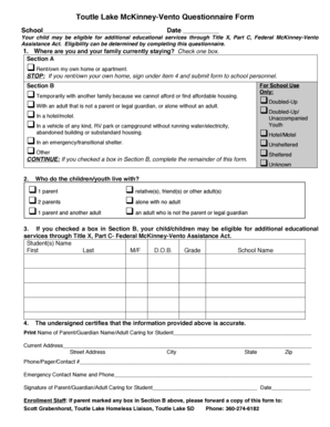 McKinney-Vento Questionnaire Form