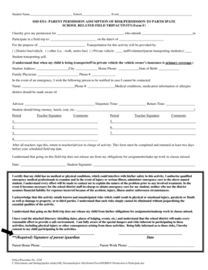 School Field Trip Permission Form