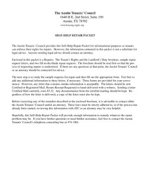 Texas Tenant Repair Request Form