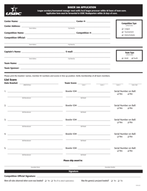 Baker 300 Application Form