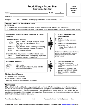 Food Allergy Action Plan
