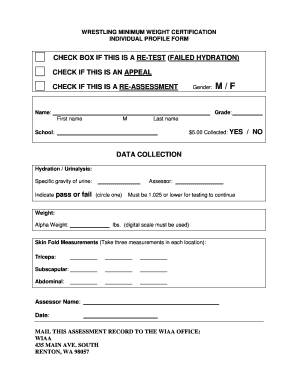 Wrestling Minimum Weight Certification Form