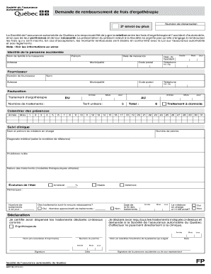 Demande de remboursement de frais d'ergothérapie