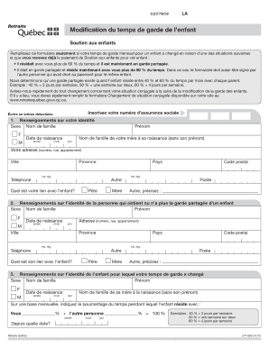 Modification du temps de garde de l’enfant