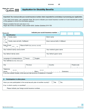 Québec Disability Benefits Application