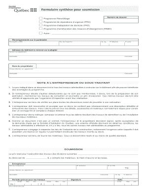 Formulaire synthèse pour soumission