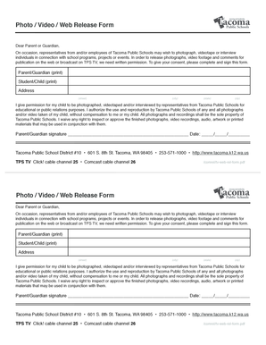 Photo Video Web Release Form