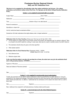 Flemington-Raritan Daily and PRN Medication Form