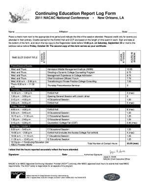 Continuing Education Report Log Form