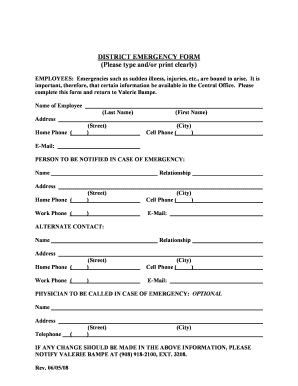 District Emergency Form