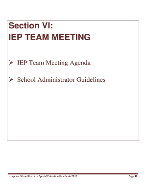 IEP Team Meeting Agenda