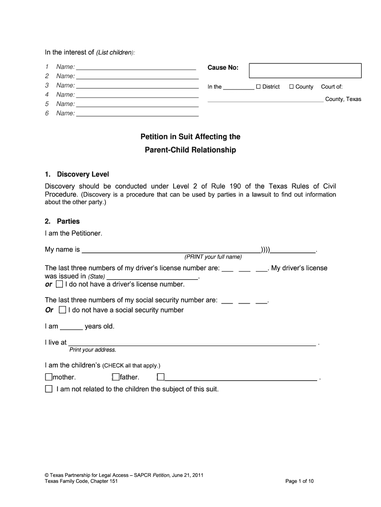 order in suit affecting the parent child relationship Preview on Page 1