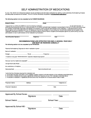New Jersey Student Medication Self-Administration Form
